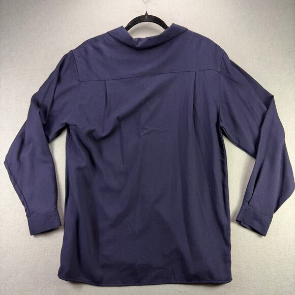 L.L. Bean Women’s Navy Blue Long Sleeve Collared Blouse Top Size M - Picture 2 of 9